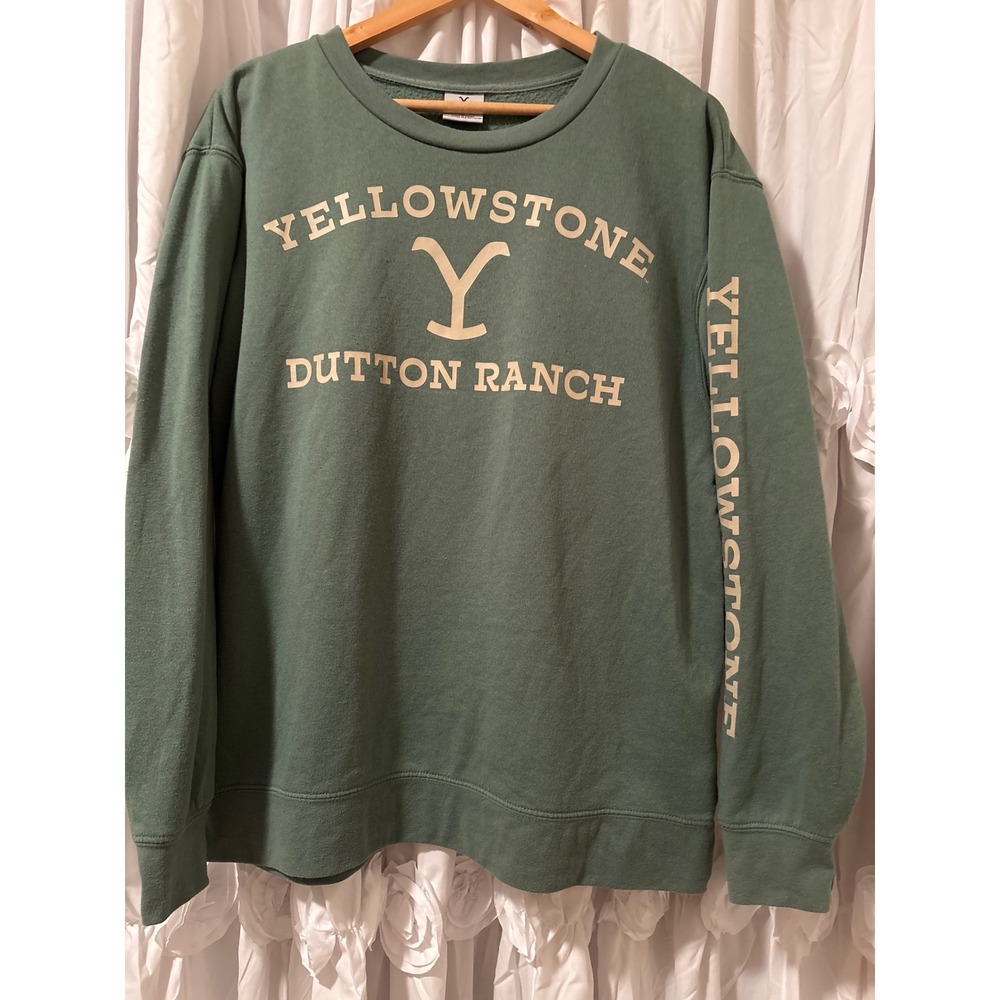 Yellowstone Dutton Ranch Olive Green‎ Sweatshirt XL TV Show Graphic Pullover